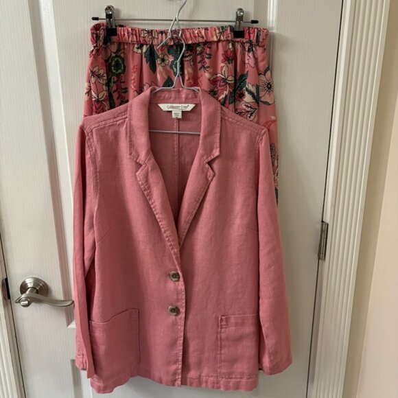 Floral Print Pull-on Skirt and Matching Unlined Jacket, PM - Picture 1 of 5